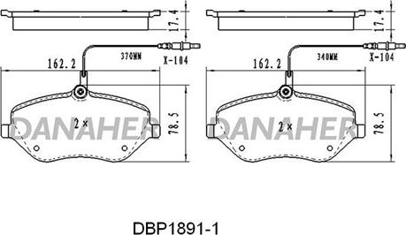 Danaher DBP1891/1 - Bremžu uzliku kompl., Disku bremzes ps1.lv