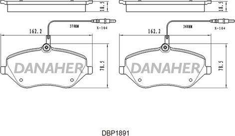 Danaher DBP1891 - Bremžu uzliku kompl., Disku bremzes ps1.lv