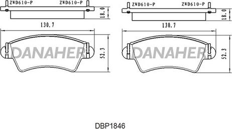 Danaher DBP1846 - Bremžu uzliku kompl., Disku bremzes ps1.lv