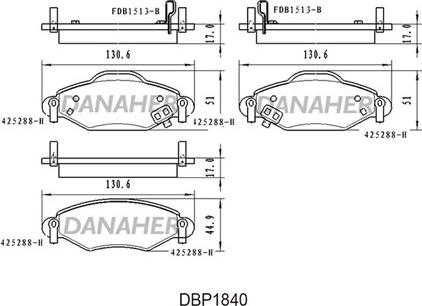 Danaher DBP1840 - Bremžu uzliku kompl., Disku bremzes ps1.lv