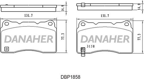 Danaher DBP1858 - Bremžu uzliku kompl., Disku bremzes ps1.lv