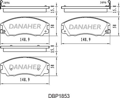 Danaher DBP1853 - Bremžu uzliku kompl., Disku bremzes ps1.lv