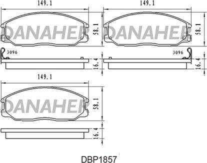 Danaher DBP1857 - Bremžu uzliku kompl., Disku bremzes ps1.lv