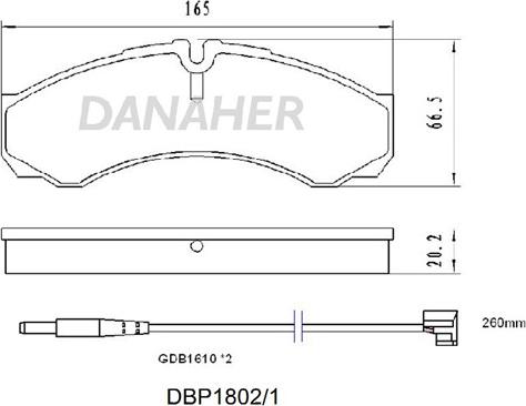 Danaher DBP1802/1 - Bremžu uzliku kompl., Disku bremzes ps1.lv