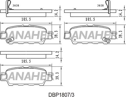 Danaher DBP1807/3 - Bremžu uzliku kompl., Disku bremzes ps1.lv