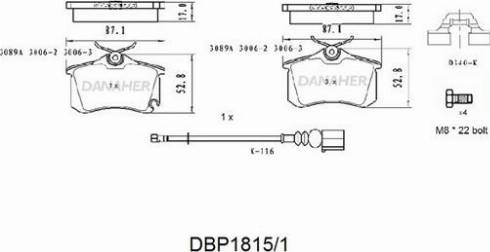 Danaher DBP1815/1 - Bremžu uzliku kompl., Disku bremzes ps1.lv