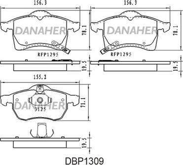 Danaher DBP1309 - Bremžu uzliku kompl., Disku bremzes ps1.lv