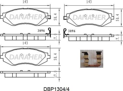 Danaher DBP1304/4 - Bremžu uzliku kompl., Disku bremzes ps1.lv