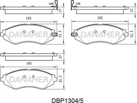 Danaher DBP1304/5 - Bremžu uzliku kompl., Disku bremzes ps1.lv