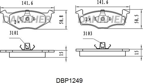 Danaher DBP1249 - Bremžu uzliku kompl., Disku bremzes ps1.lv