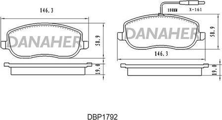 Danaher DBP1792 - Bremžu uzliku kompl., Disku bremzes ps1.lv