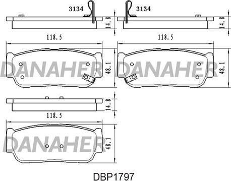 Danaher DBP1797 - Bremžu uzliku kompl., Disku bremzes ps1.lv