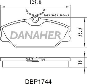 Danaher DBP1744 - Bremžu uzliku kompl., Disku bremzes ps1.lv