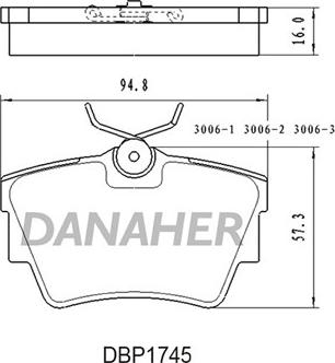 Danaher DBP1745 - Bremžu uzliku kompl., Disku bremzes ps1.lv