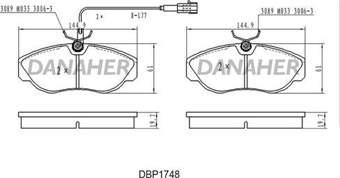 Danaher DBP1748 - Bremžu uzliku kompl., Disku bremzes ps1.lv