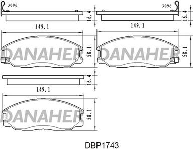 Danaher DBP1743 - Bremžu uzliku kompl., Disku bremzes ps1.lv