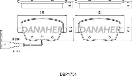 Danaher DBP1754 - Bremžu uzliku kompl., Disku bremzes ps1.lv