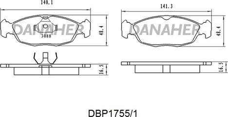 Danaher DBP1755/1 - Bremžu uzliku kompl., Disku bremzes ps1.lv