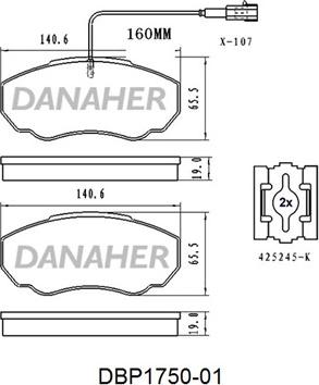 Danaher DBP1750-01 - Bremžu uzliku kompl., Disku bremzes ps1.lv