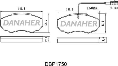 Danaher DBP1750 - Bremžu uzliku kompl., Disku bremzes ps1.lv