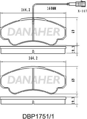 Danaher DBP1751/1 - Bremžu uzliku kompl., Disku bremzes ps1.lv