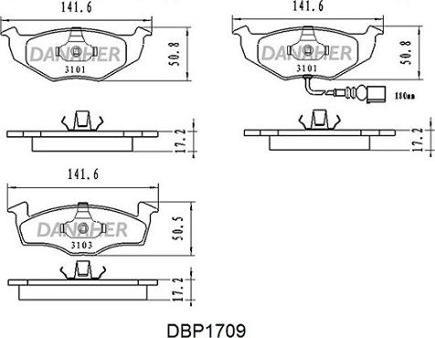 Danaher DBP1709 - Bremžu uzliku kompl., Disku bremzes ps1.lv