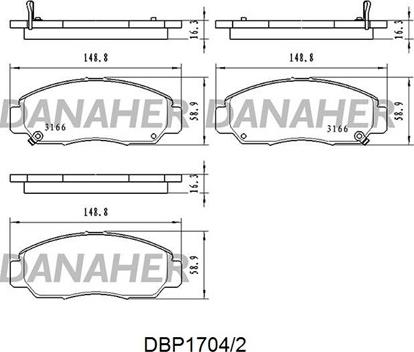 Danaher DBP1704/2 - Bremžu uzliku kompl., Disku bremzes ps1.lv