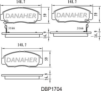 Danaher DBP1704 - Bremžu uzliku kompl., Disku bremzes ps1.lv