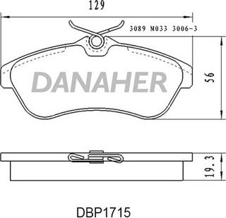 Danaher DBP1715 - Bremžu uzliku kompl., Disku bremzes ps1.lv