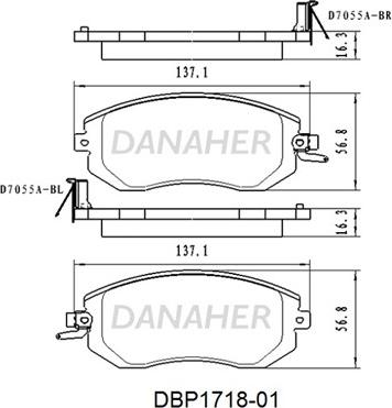 Danaher DBP1718-01 - Bremžu uzliku kompl., Disku bremzes ps1.lv