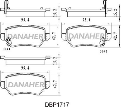 Danaher DBP1717 - Bremžu uzliku kompl., Disku bremzes ps1.lv