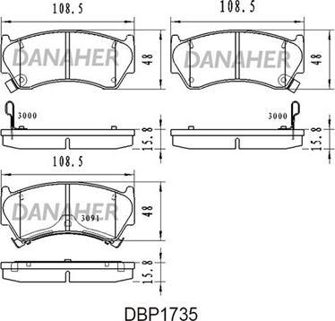 Danaher DBP1735 - Bremžu uzliku kompl., Disku bremzes ps1.lv