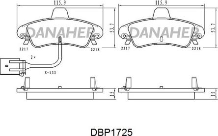 Danaher DBP1725 - Bremžu uzliku kompl., Disku bremzes ps1.lv