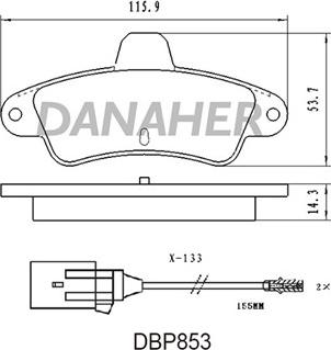 Danaher DBP853 - Bremžu uzliku kompl., Disku bremzes ps1.lv