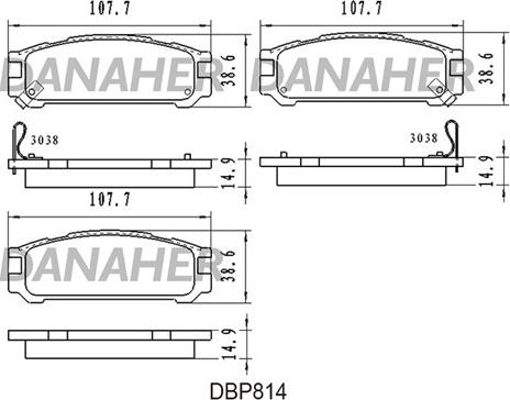 Danaher DBP814 - Bremžu uzliku kompl., Disku bremzes ps1.lv