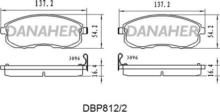 Danaher DBP812/2 - Bremžu uzliku kompl., Disku bremzes ps1.lv