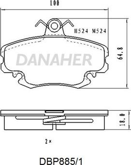 Danaher DBP885/1 - Bremžu uzliku kompl., Disku bremzes ps1.lv