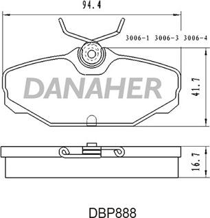 Danaher DBP888 - Bremžu uzliku kompl., Disku bremzes ps1.lv