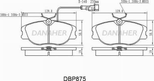 Danaher DBP875 - Bremžu uzliku kompl., Disku bremzes ps1.lv