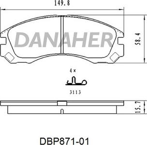 Danaher DBP871-01 - Bremžu uzliku kompl., Disku bremzes ps1.lv