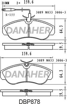 Danaher DBP878 - Bremžu uzliku kompl., Disku bremzes ps1.lv