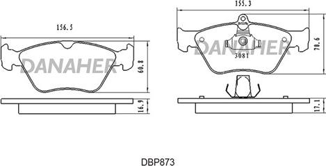 Danaher DBP873 - Bremžu uzliku kompl., Disku bremzes ps1.lv