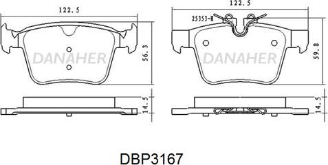 Danaher DBP3167 - Bremžu uzliku kompl., Disku bremzes ps1.lv