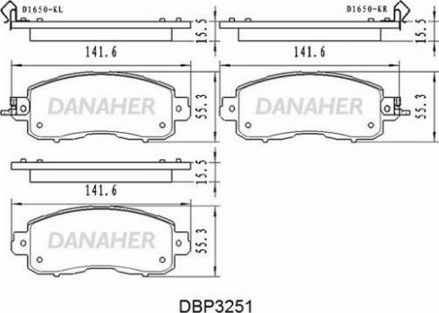 Danaher DBP3251 - Bremžu uzliku kompl., Disku bremzes ps1.lv