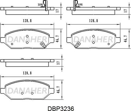 Danaher DBP3236 - Bremžu uzliku kompl., Disku bremzes ps1.lv