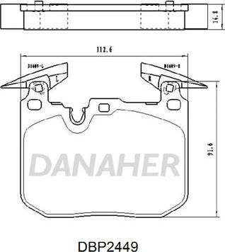 Danaher DBP2449 - Bremžu uzliku kompl., Disku bremzes ps1.lv