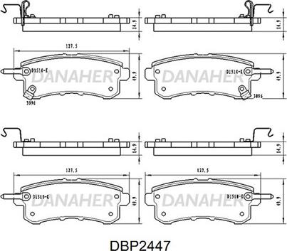 Danaher DBP2447 - Bremžu uzliku kompl., Disku bremzes ps1.lv
