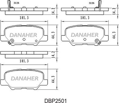 Danaher DBP2501 - Bremžu uzliku kompl., Disku bremzes ps1.lv