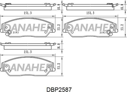 Danaher DBP2587 - Bremžu uzliku kompl., Disku bremzes ps1.lv