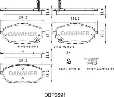 Danaher DBP2691 - Bremžu uzliku kompl., Disku bremzes ps1.lv